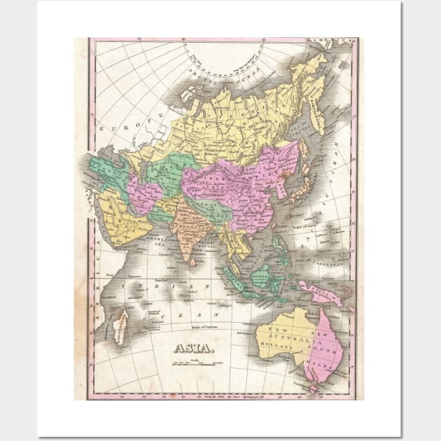 Vintage Map of Asia (1827) Wall Art by Bravuramedia